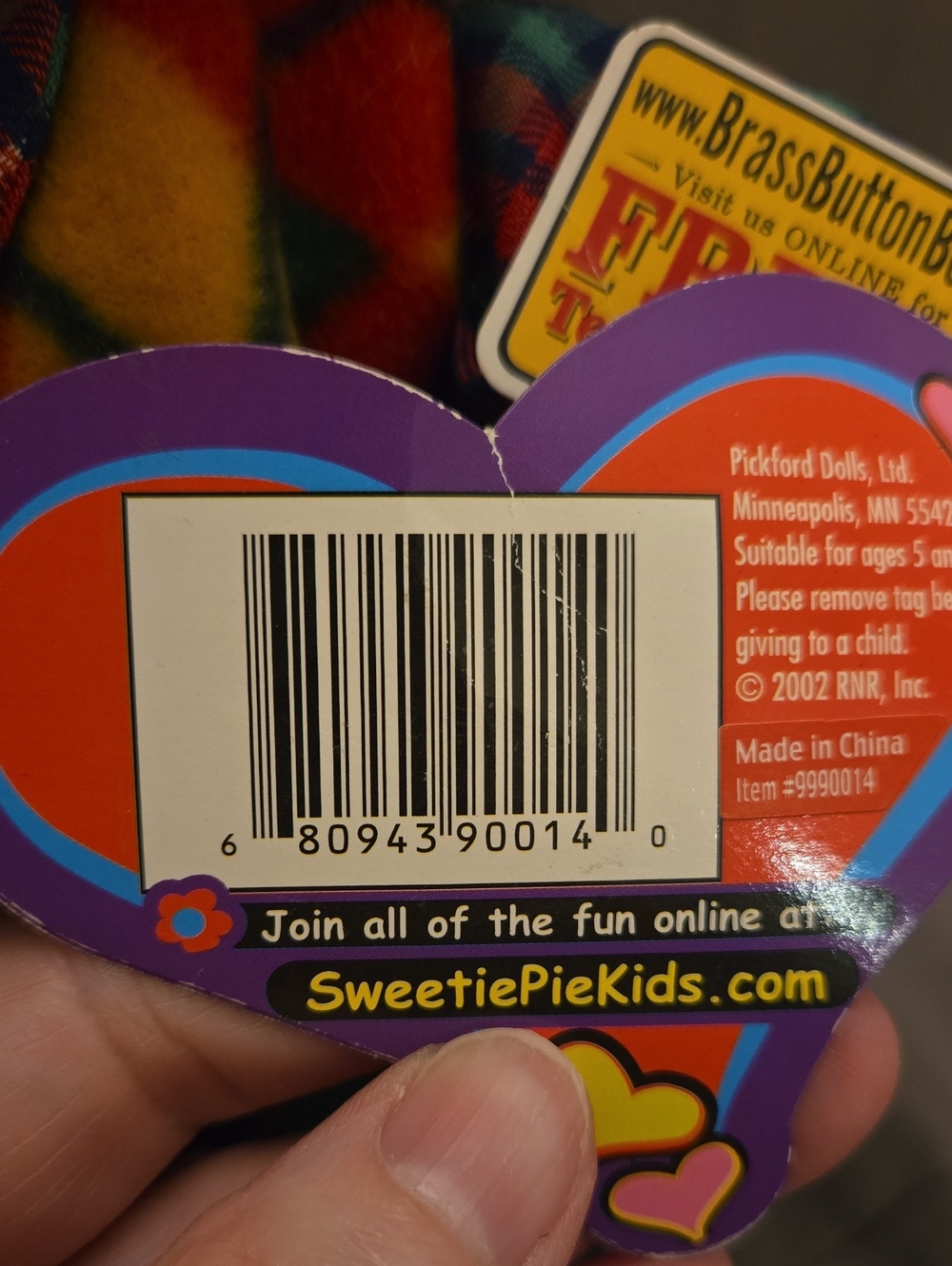 Sweetie Pie Kids Brandon Doll 16” Plaid Shirt Yarn Hair Retro 90s Outfit W/ Tags - Picture 8 of 8